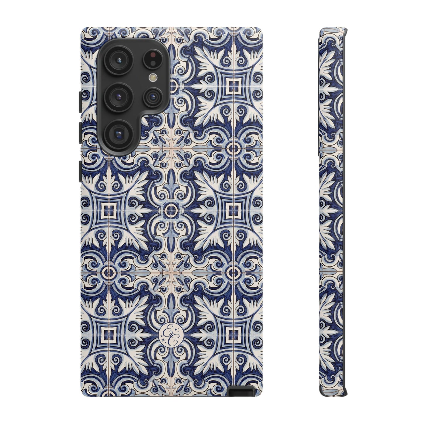 Mediterranean Floral Ceramic Pattern Tough Phone Case