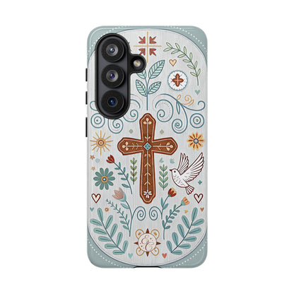 Christian Cross Floral Tough Phone Case