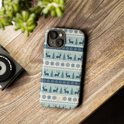 Blue Winter Reindeer Tough Phone Case