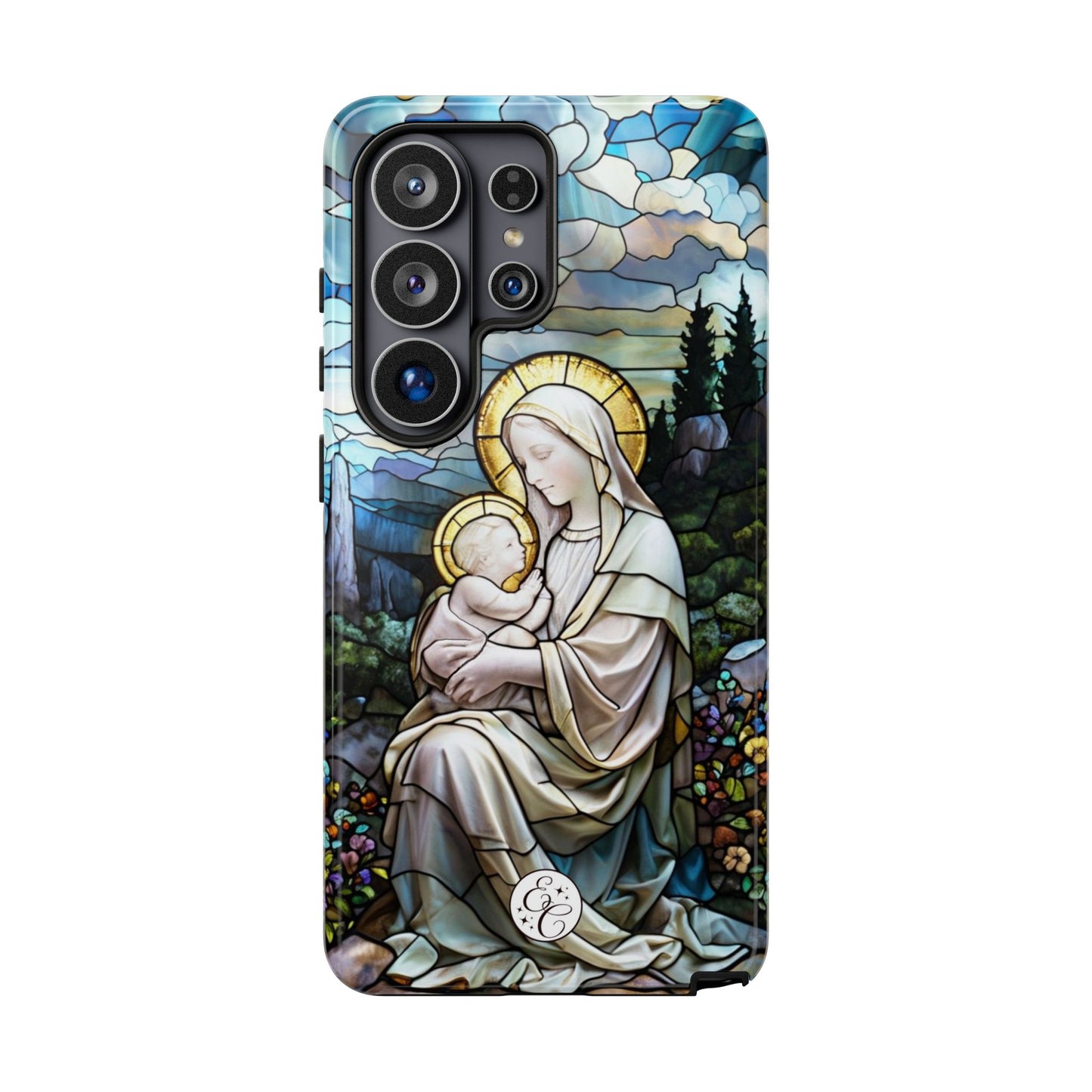 Virgin Mary with Baby Jesus Stained Glass Tough Phone Case
