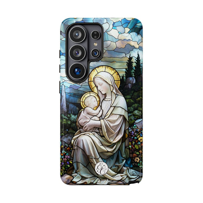 Virgin Mary with Baby Jesus Stained Glass Tough Phone Case