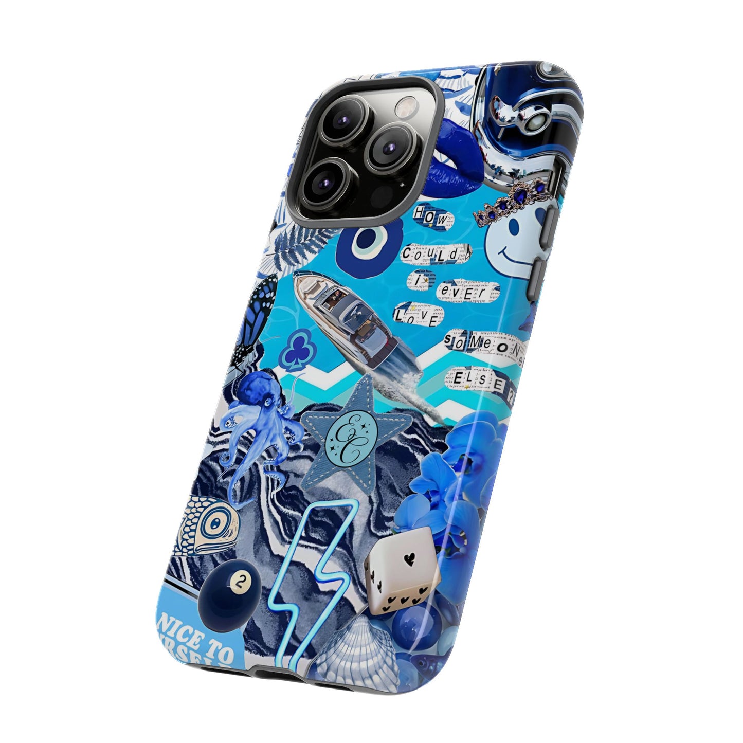 Eclectic Blue Collage Tough Phone Case