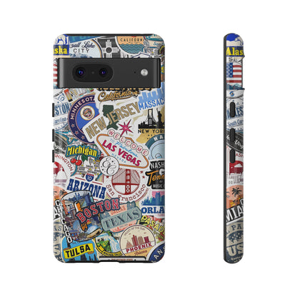 USA Travel Stickers Tough Phone Case