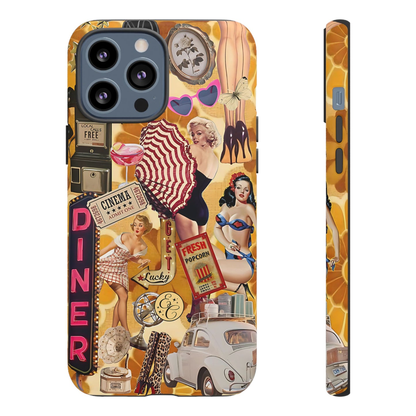 Retro Pin-up Collage Tough Phone Case