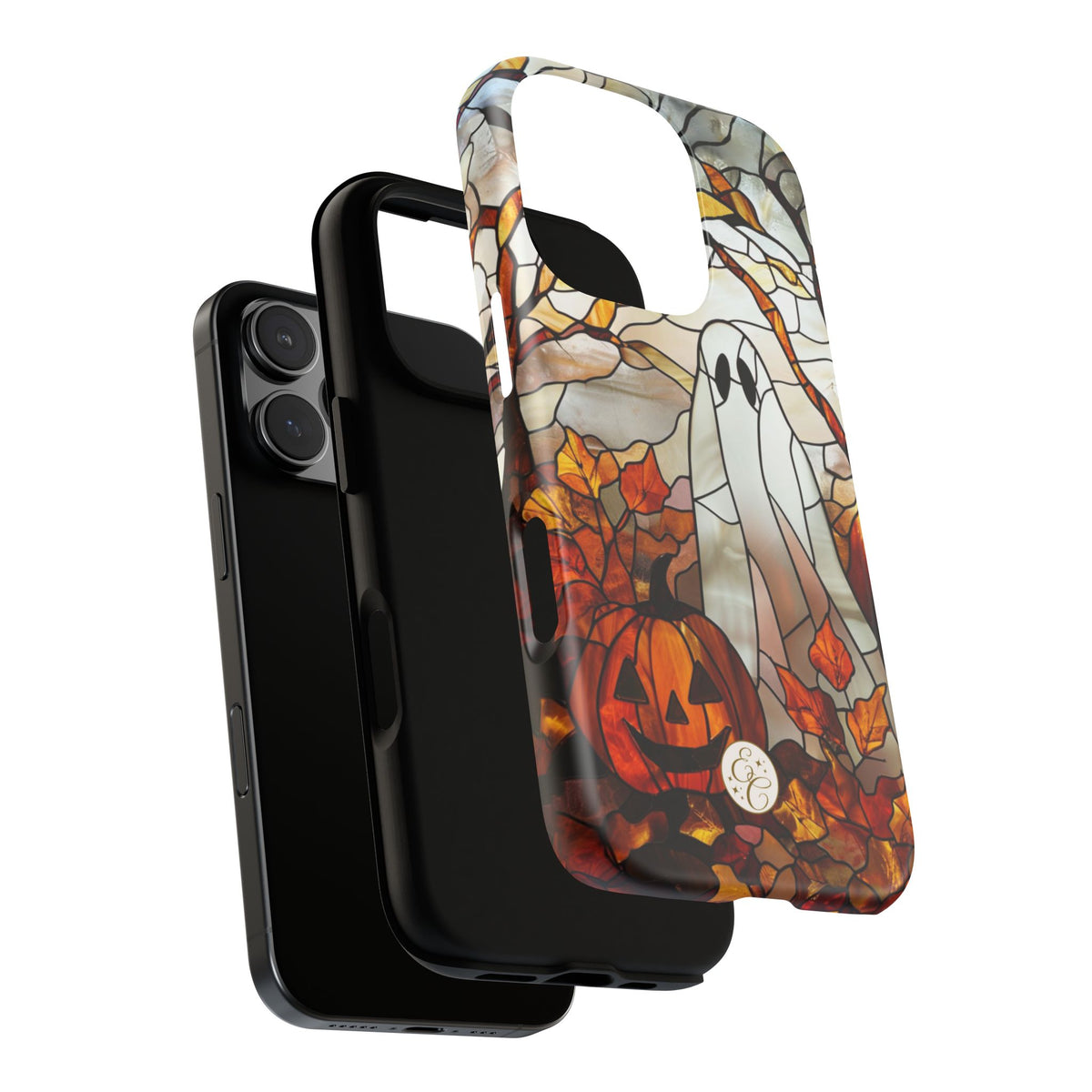 Ghost & Pumpkin Stained Glass Halloween Phone Case