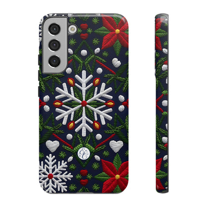 Snowflakes and Poinsettias Tough Phone Case