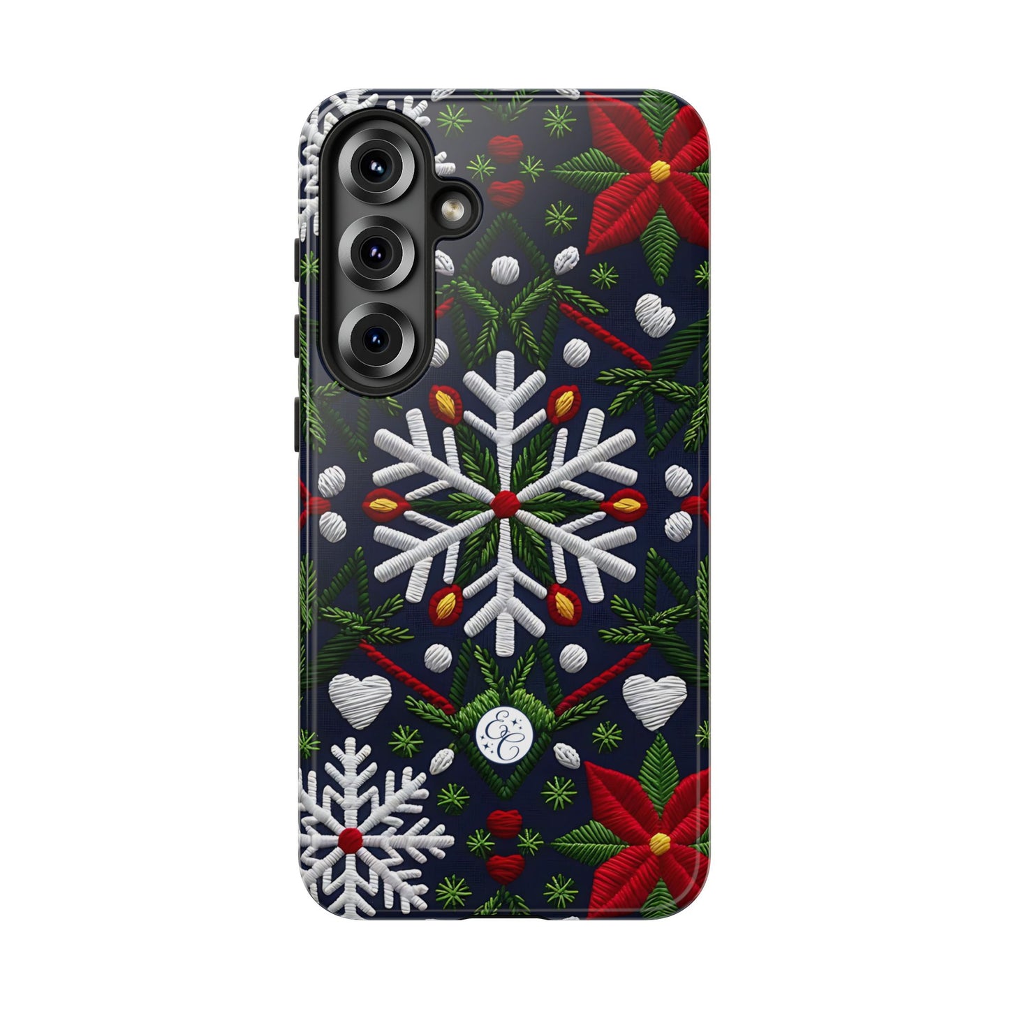 Snowflakes and Poinsettias Tough Phone Case
