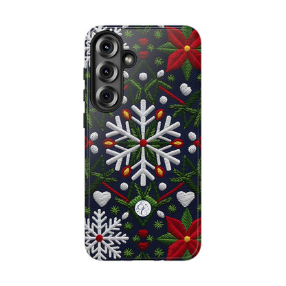 Snowflakes and Poinsettias Tough Phone Case