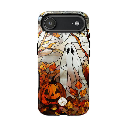 Halloween Ghost & Pumpkin Stained Glass Tough Phone Case