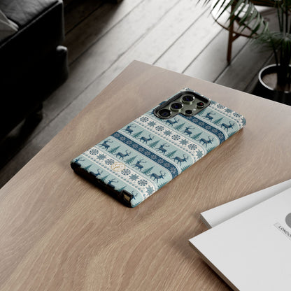 Blue Winter Reindeer Tough Phone Case