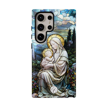 Virgin Mary with Baby Jesus Stained Glass Tough Phone Case