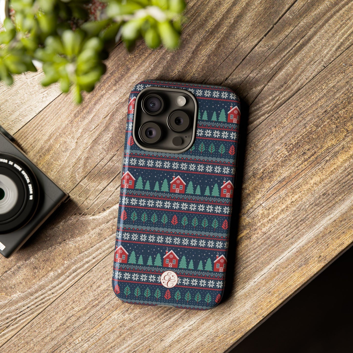 Winter Cottage Pattern Tough Phone Case