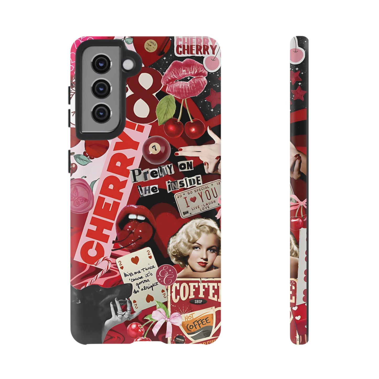 Cherry Theme Retro Collage Tough Phone Case