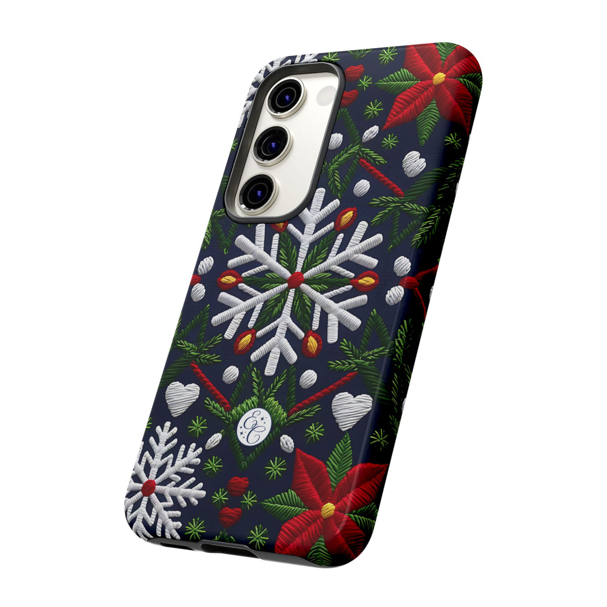 Snowflakes and Poinsettias Phone Case