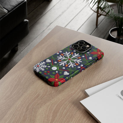 Snowflakes and Poinsettias Tough Phone Case