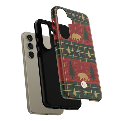 Christmas Bear Plaid Tough Phone Case