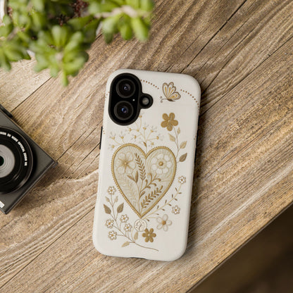 Floral Heart Design Tough Phone Case