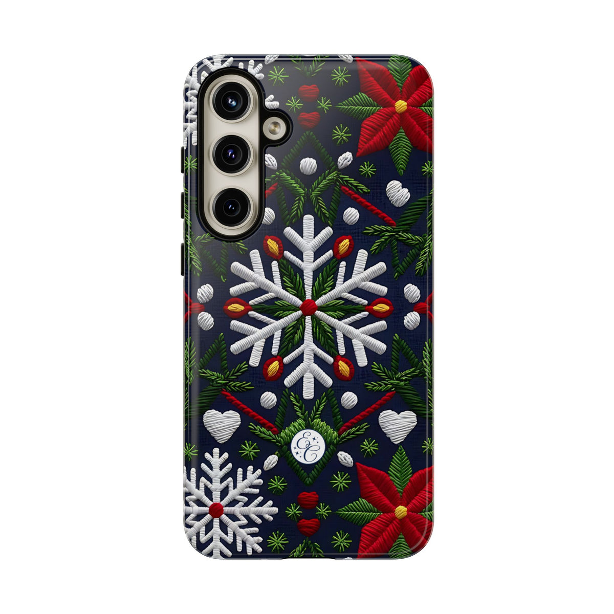 Snowflakes and Poinsettias Phone Case