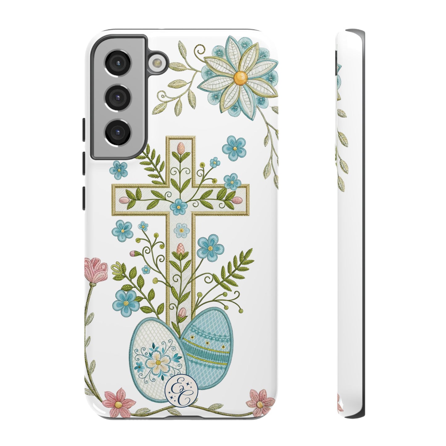 Vintage Easter Floral Cross Tough Phone Case