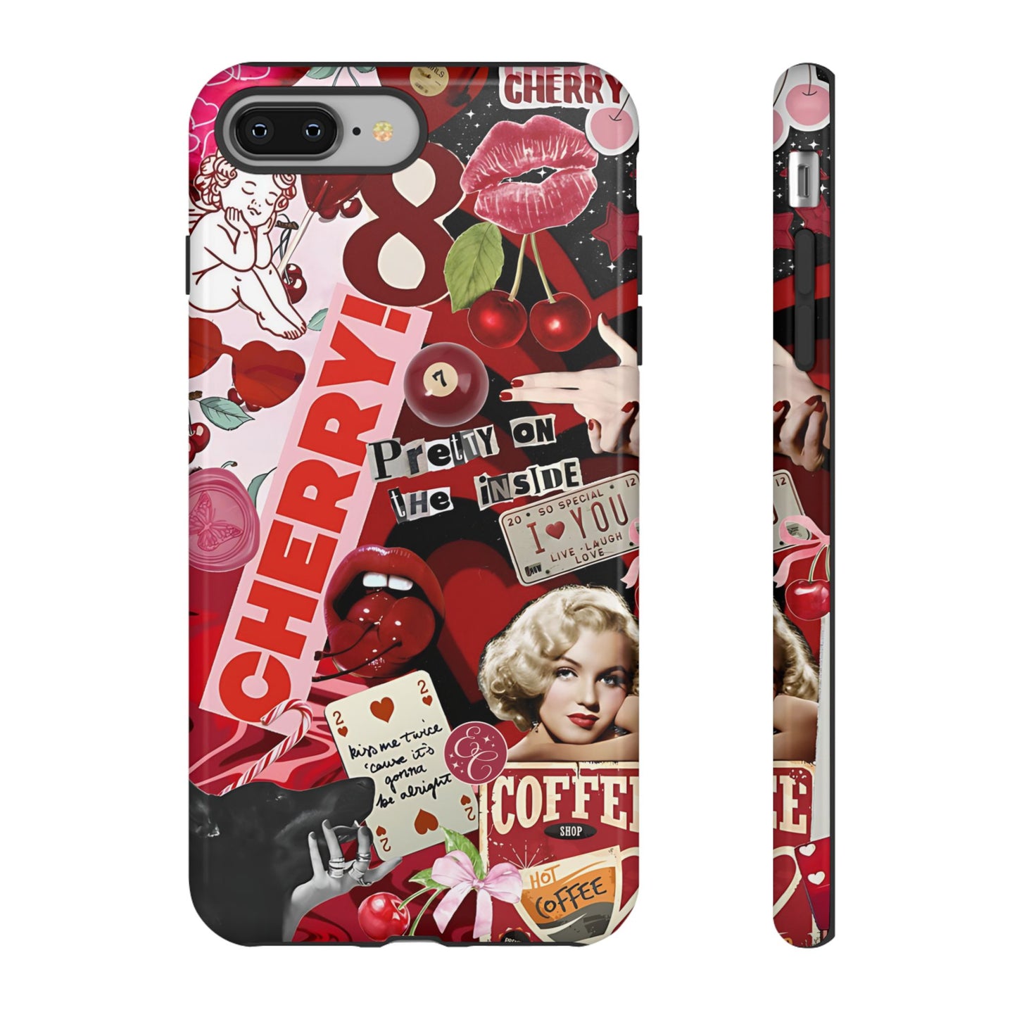 Cherry Theme Retro Collage Tough Phone Case