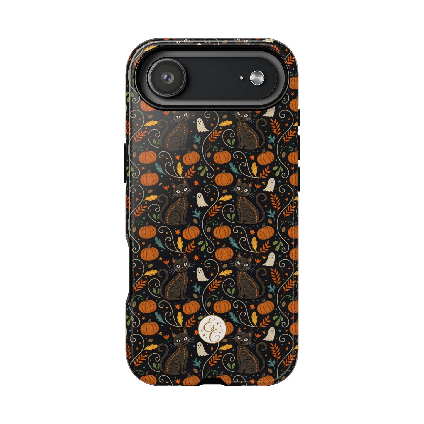 Boho Halloween Black Cat Pattern Tough Phone Case