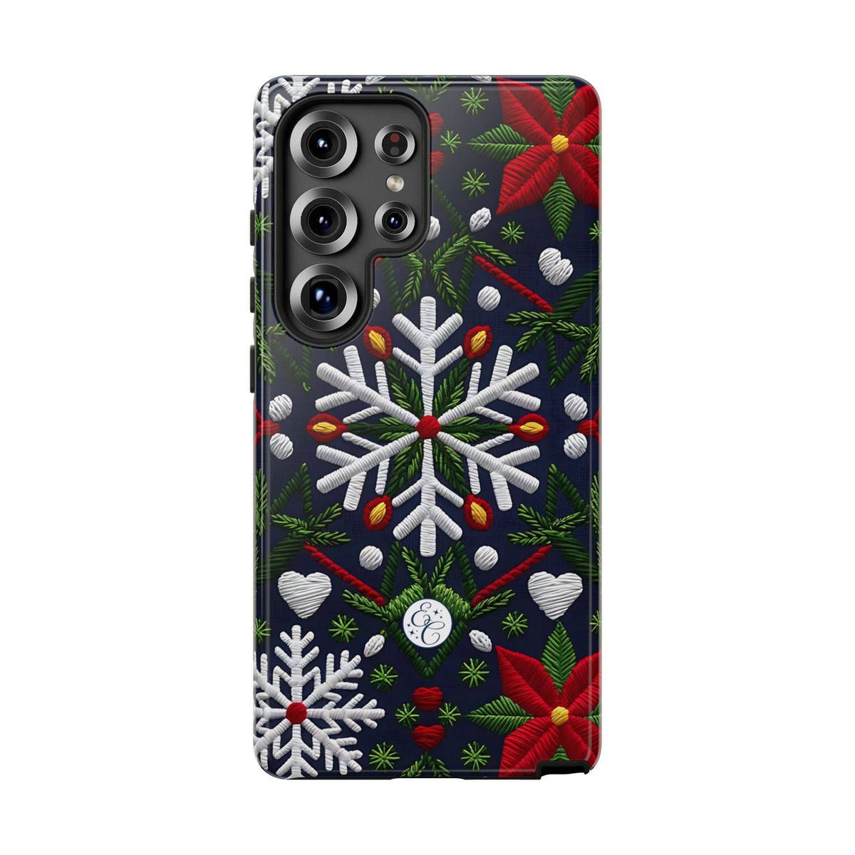 Snowflakes and Poinsettias Phone Case