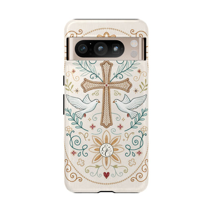 Christian Cross and Doves Tough Phone Case