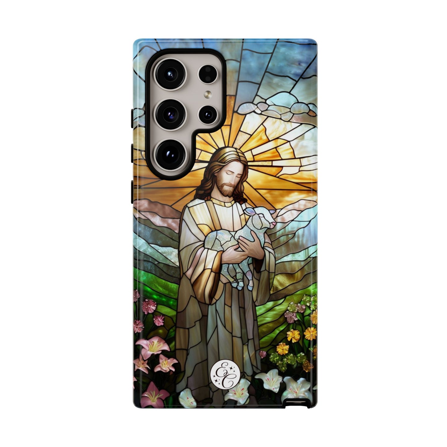 Jesus Holding a Lamb Stained Glass Tough Phone Case