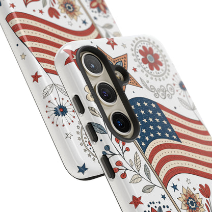Boho USA Flag Floral Tough Phone Case