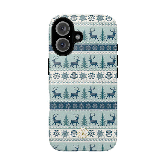Blue Winter Reindeer Tough Phone Case
