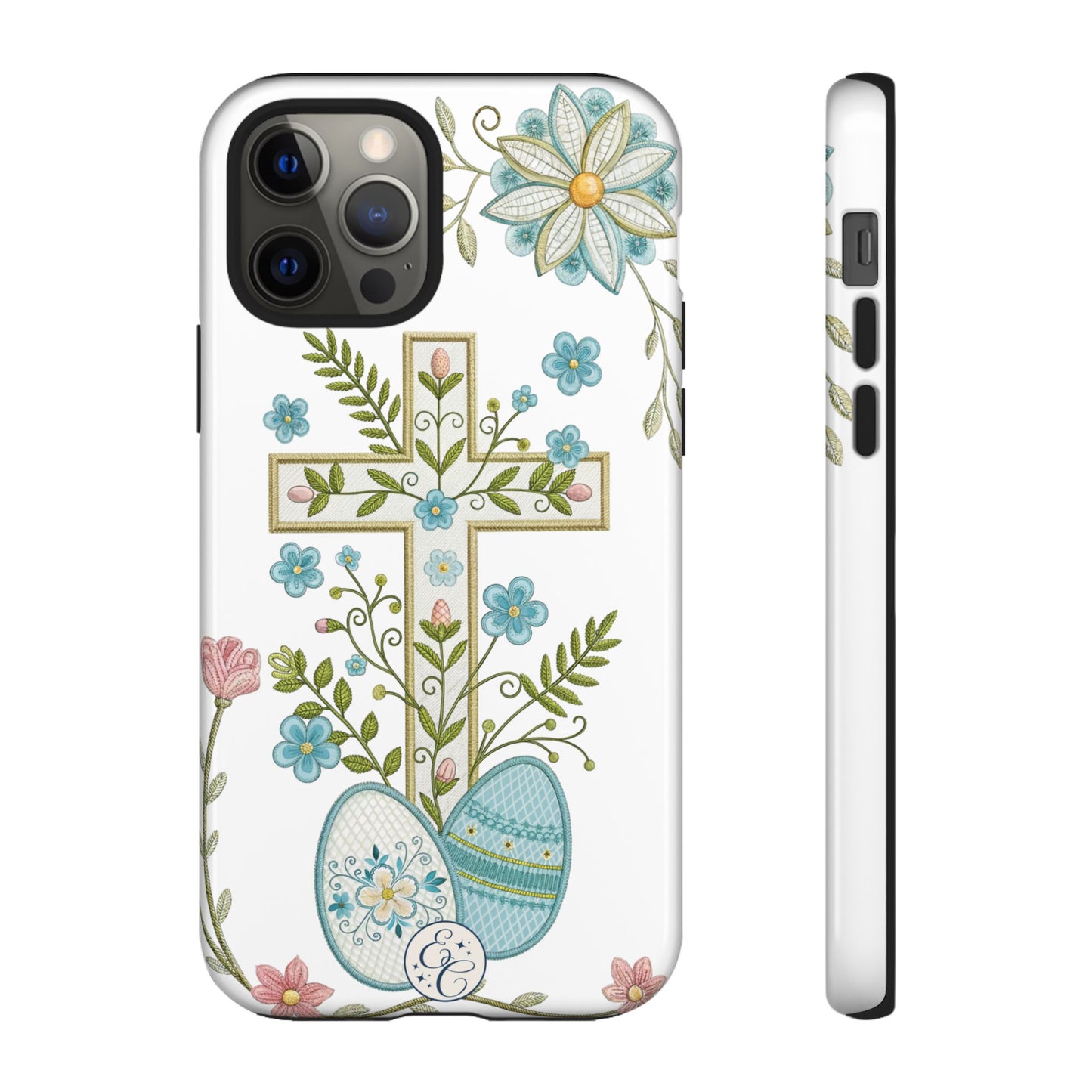 Vintage Easter Floral Cross Tough Phone Case