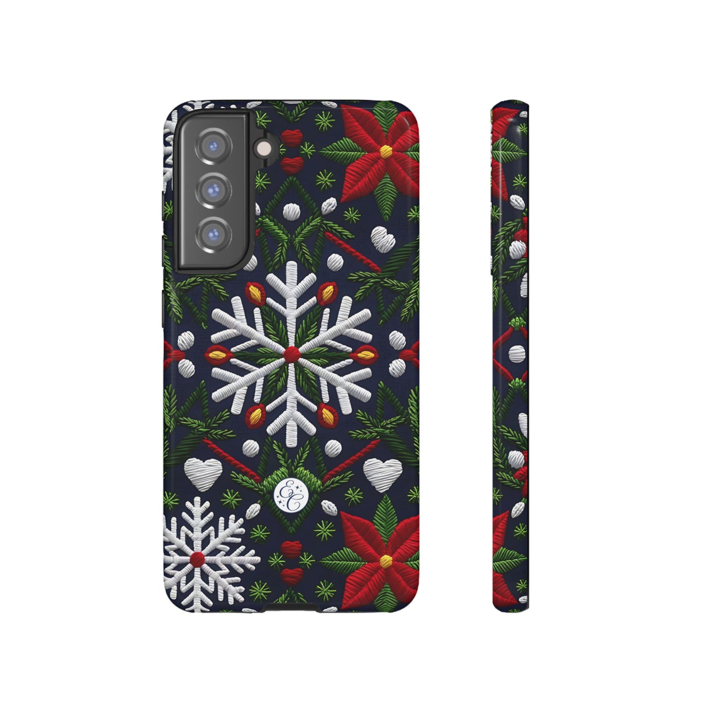 Snowflakes and Poinsettias Tough Phone Case