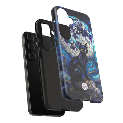 Midnight Cat Stained Glass Halloween Phone Case