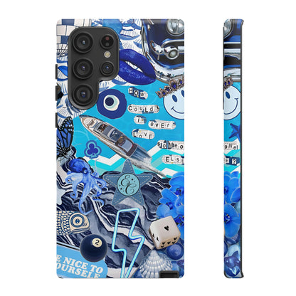 Eclectic Blue Collage Tough Phone Case