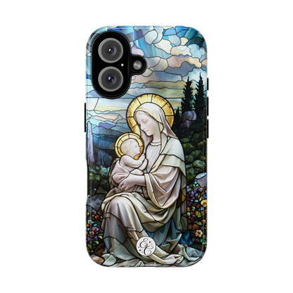 Virgin Mary with Baby Jesus Stained Glass Tough Phone Case
