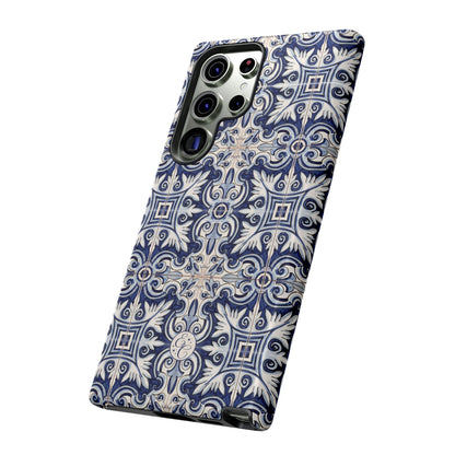 Mediterranean Floral Ceramic Pattern Tough Phone Case