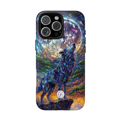 Moonlit Wolf Stained Glass Halloween Phone Case