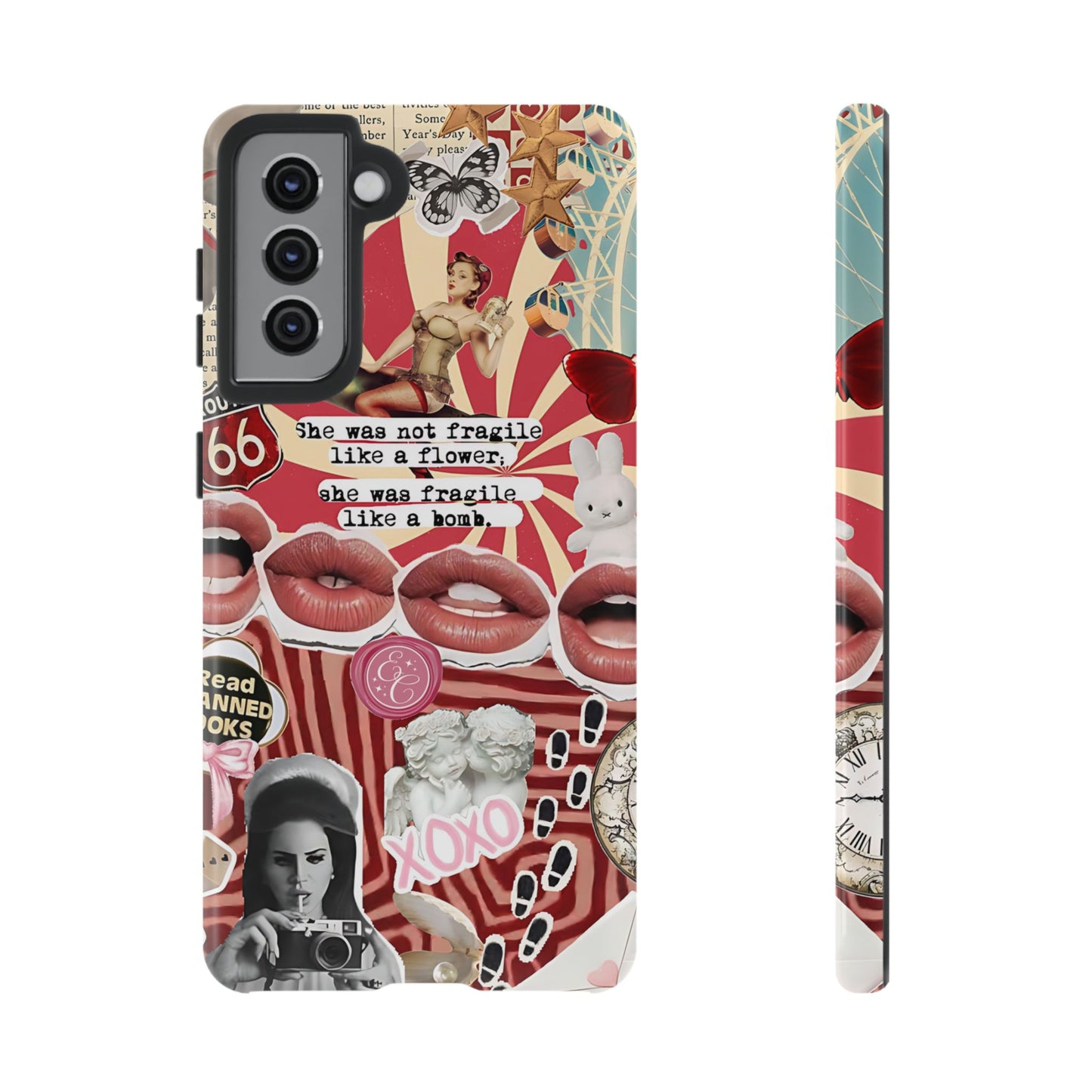 Feminine Aesthetic Retro Collage Tough Phone Case