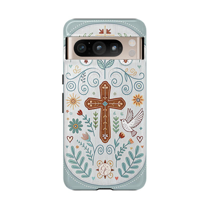 Christian Cross Floral Tough Phone Case