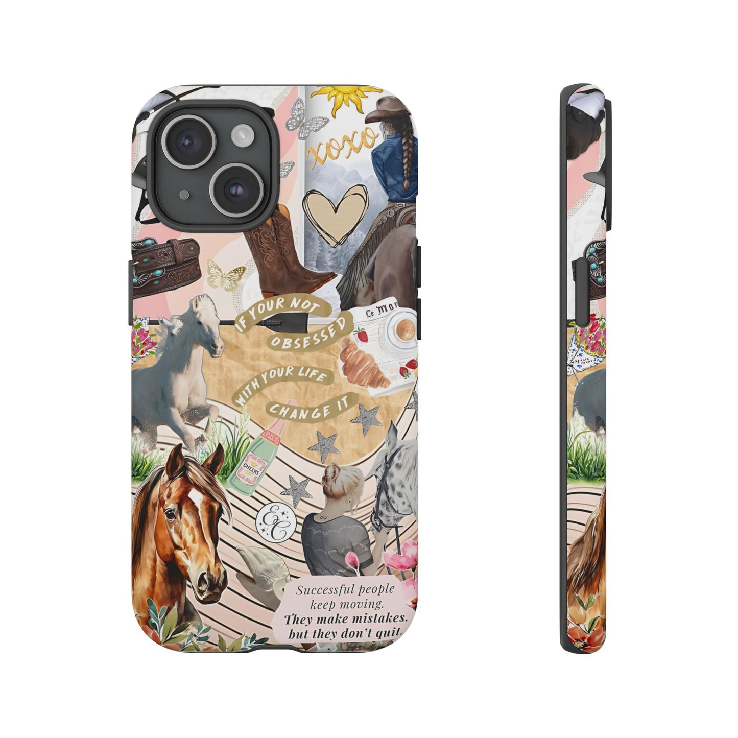 Equestrian Cowgirl Collage Tough Phone Case