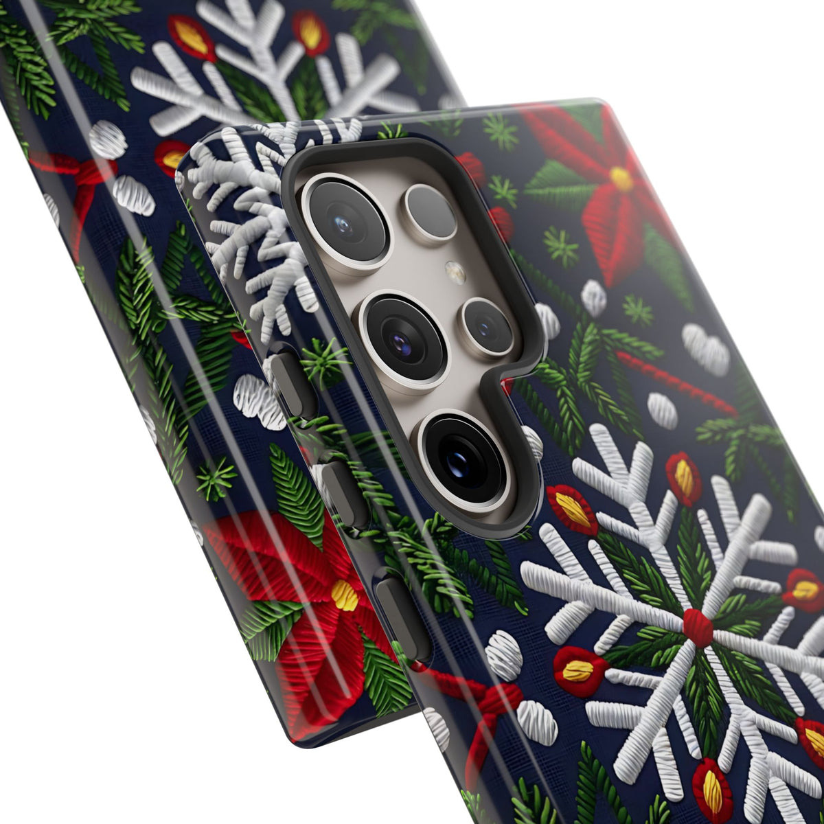 Snowflakes and Poinsettias Phone Case