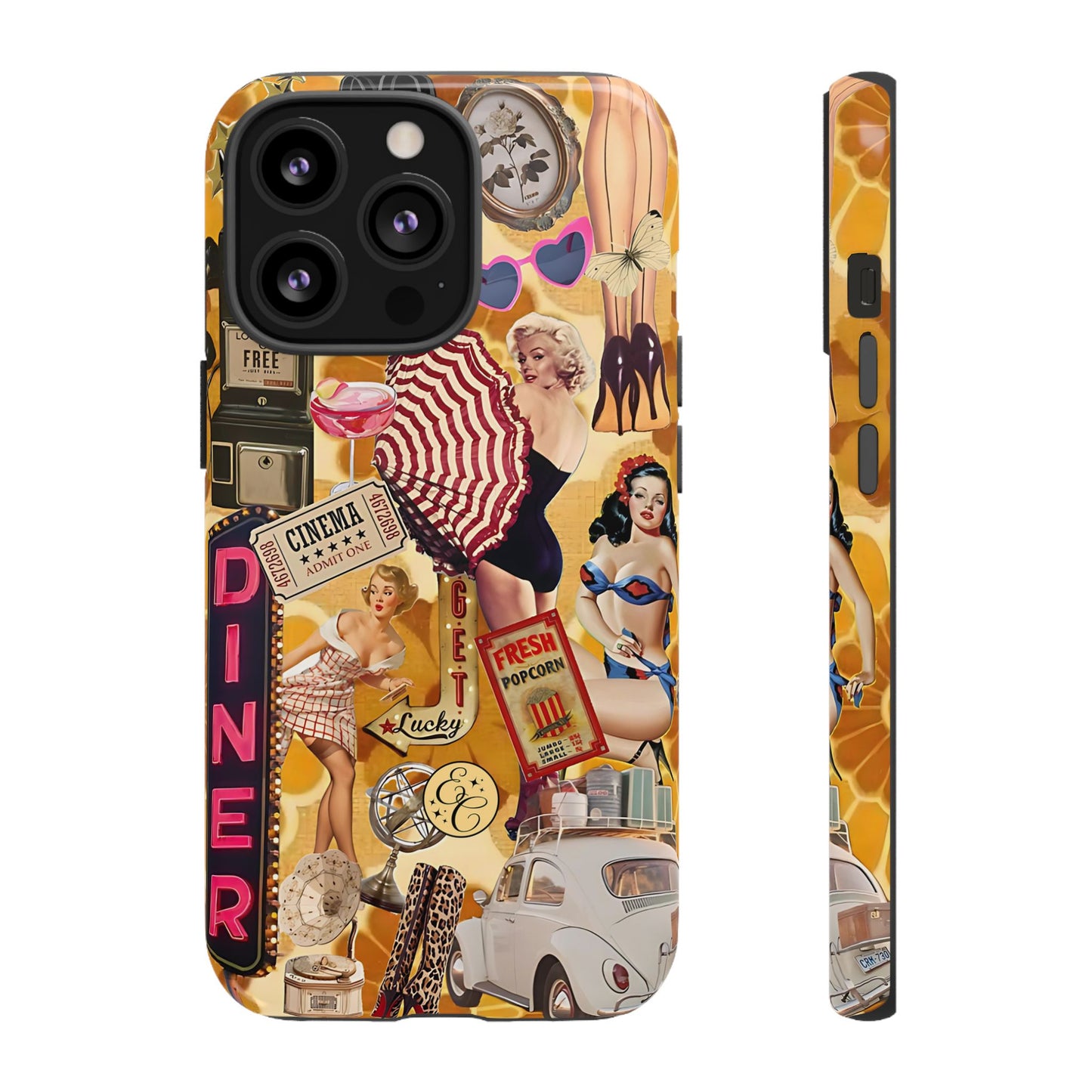 Retro Pin-up Collage Tough Phone Case