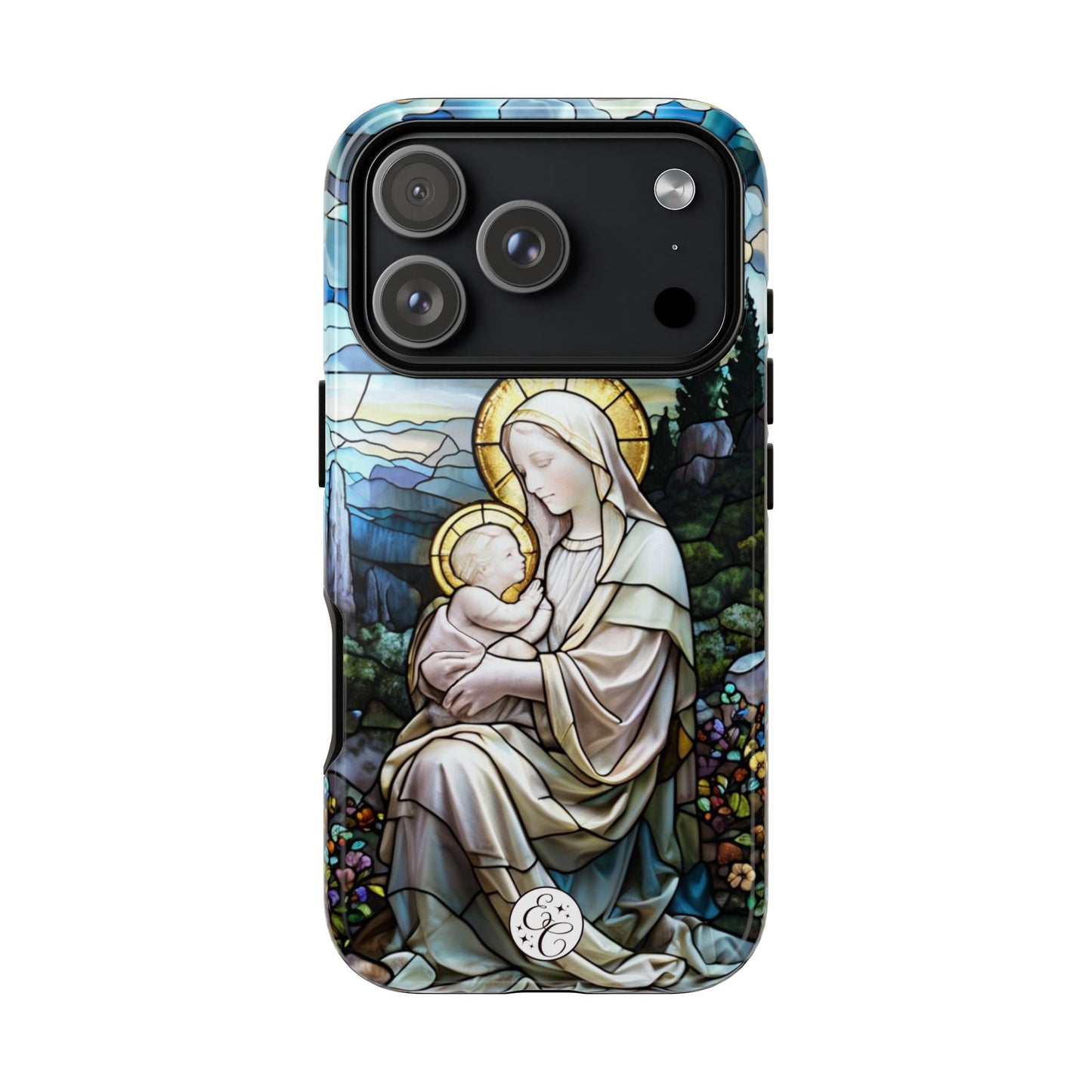 Virgin Mary with Baby Jesus Stained Glass Tough Phone Case