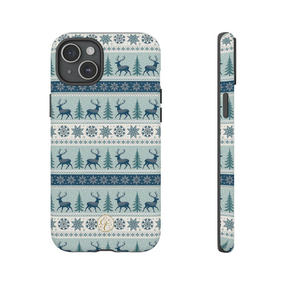 Blue Winter Reindeer Tough Phone Case