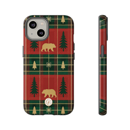 Christmas Bear Plaid Tough Phone Case