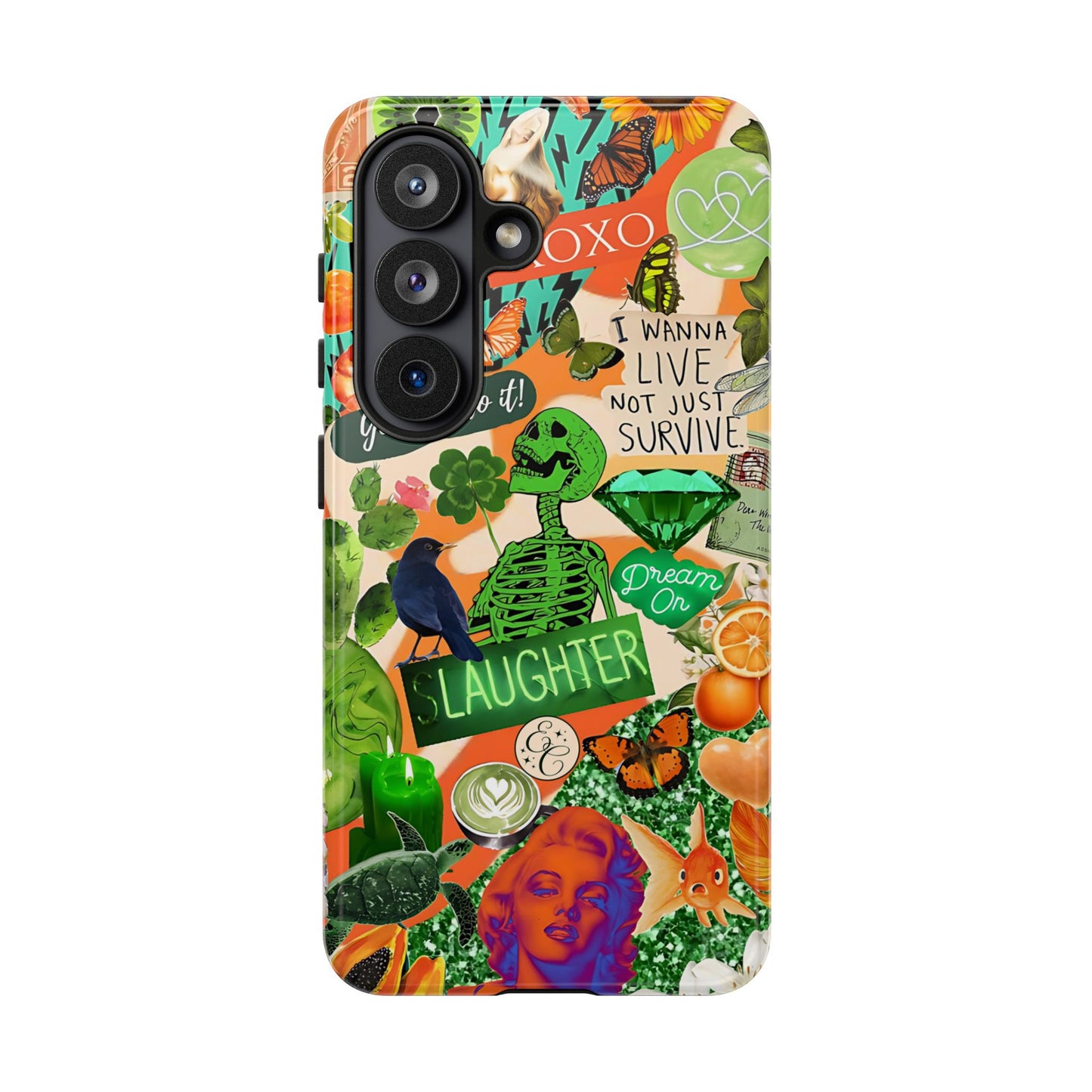 Green and Orange Collage Tough Phone Case