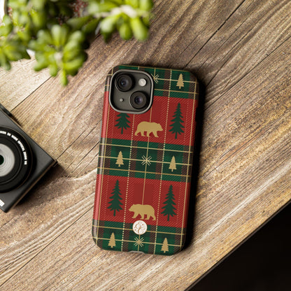Christmas Bear Plaid Tough Phone Case