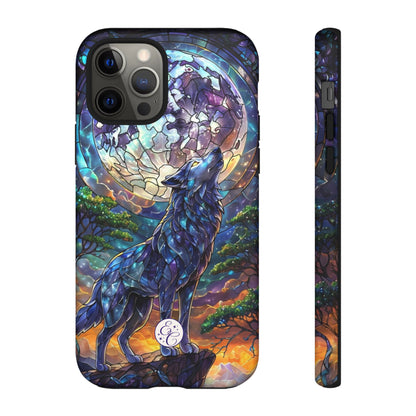 Moonlit Wolf Stained Glass Halloween Phone Case