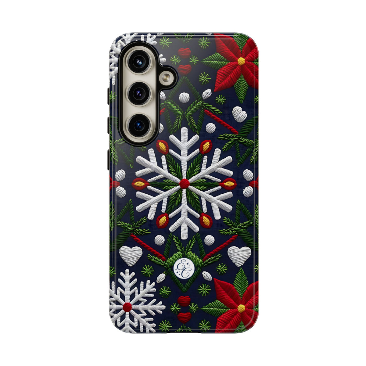 Snowflakes and Poinsettias Phone Case