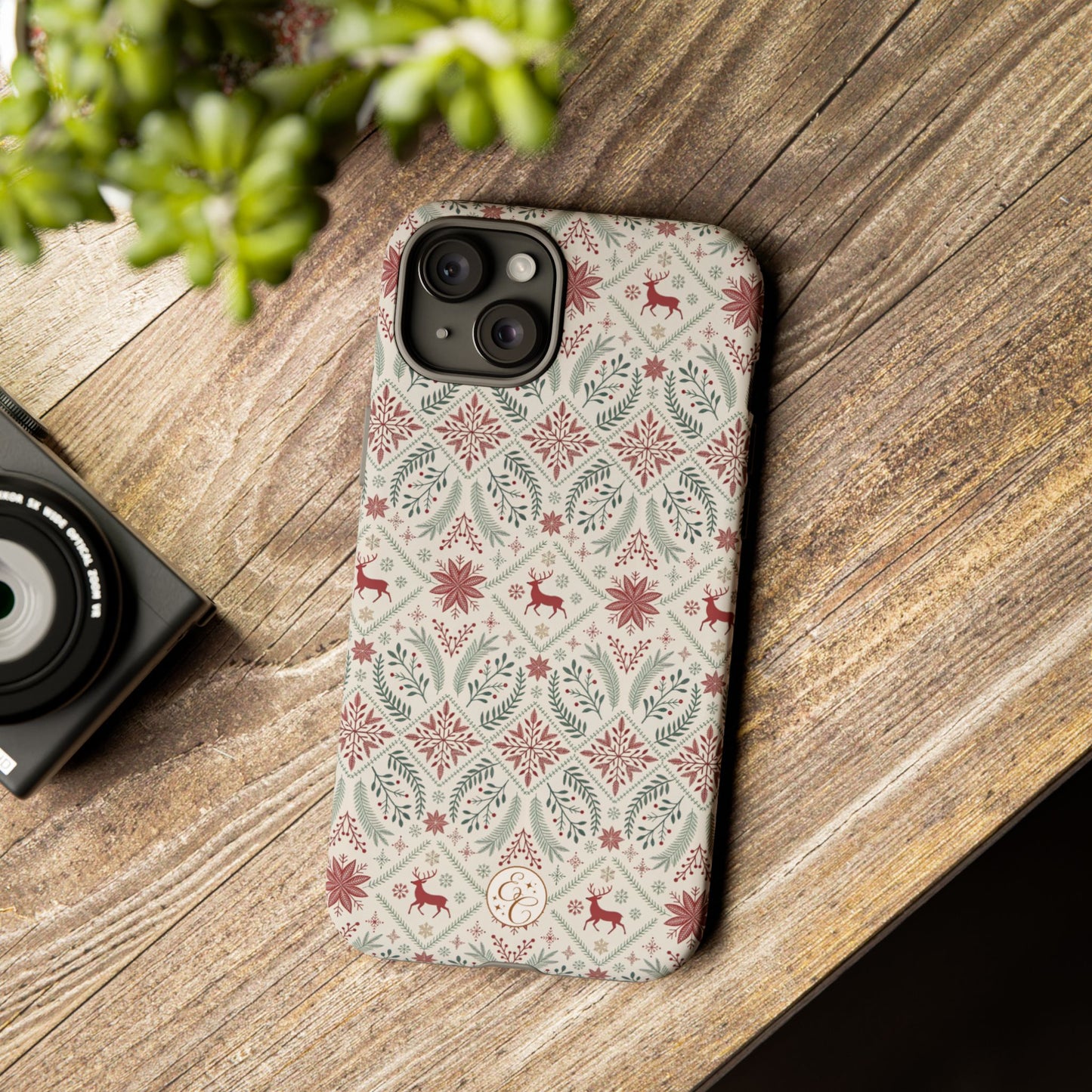 Red Reindeer Christmas Pattern Tough Phone Case